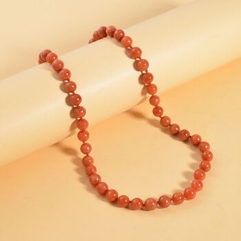 Rote Jade Halskette ca. 45 cm 925 Silber rhodiniert ca. 228.95 ct