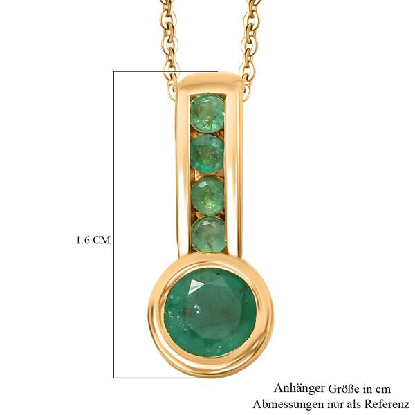 Timeless Embrace - D joy Kagem Sambischer Smaragd Anh&auml;nger mit Kette, 925 Silber 750 Gelbgold Vermeil ca. 0,60 ct. image number 6