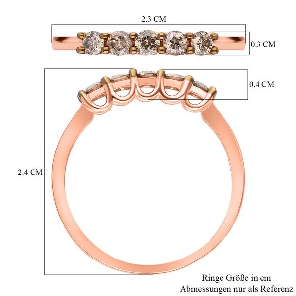 Nat&uuml;rlicher Champagner Diamant I2 Ring, 585 Gold (Gr&ouml;&szlig;e 17.00) ca. 0,50 ct image number 6