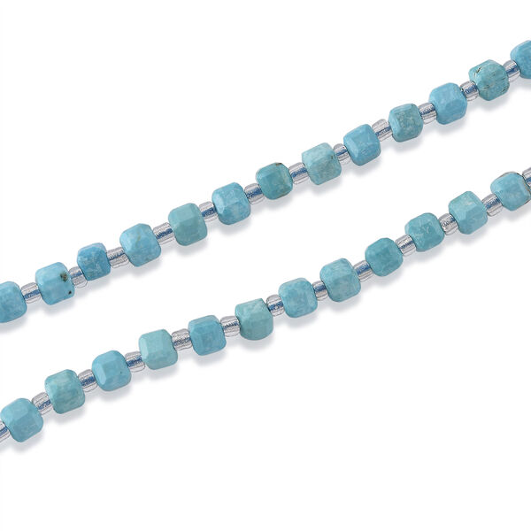 Blauer Howlit, Glas Halskette, flexibel, 316L Edelstahl 85.00 ct image number 2