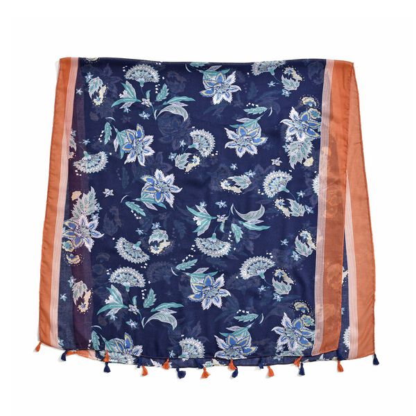 Weicher, leichter Schal mit Quasten, Marineblau image number 3