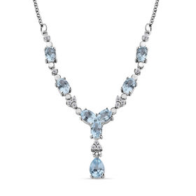 Himmelblauer Topas Halskette ca. 45 cm Edelstahl ca. 5.01 ct
