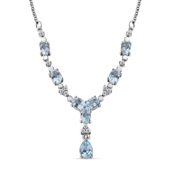 Himmelblaue Topas und Zikron Halskette, 45 cm - 5 ct. image number 0