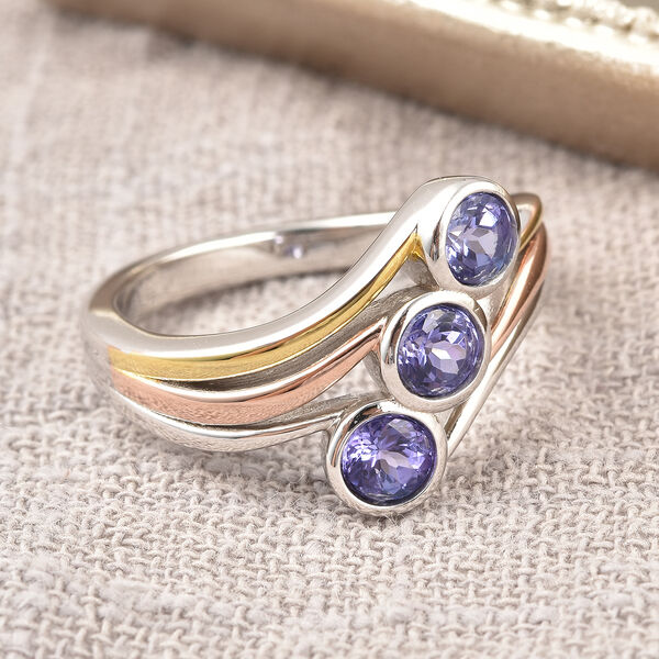 Tansanit Bypass-Ring, 925 Silber Tricolor  ca. 0,82 ct image number 2