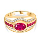 Afrikanischer Rubin (Fissure gefüllt) Ring, 925 Silber Gelbgold Vermeil (Größe 21.00) ca. 3.00 ct