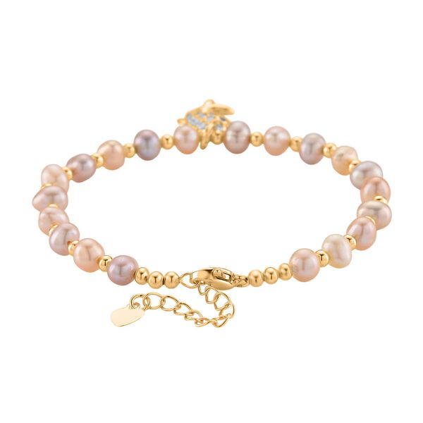 Mehrfarbige S&uuml;&szlig;wasser Perle (4-5 mm), Zirkonia Armband ca. 18cm + 5cm Extender, Nickelfreies Messing Ros&eacute;gold Vermeil image number 4