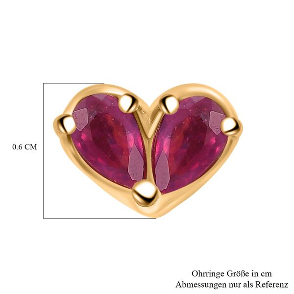Afrikanischer Rubin (Fissure gef&uuml;llt) Ohrringe 925 Silber 750 Gelbgold Vermeil ca. 1.24 ct image number 6