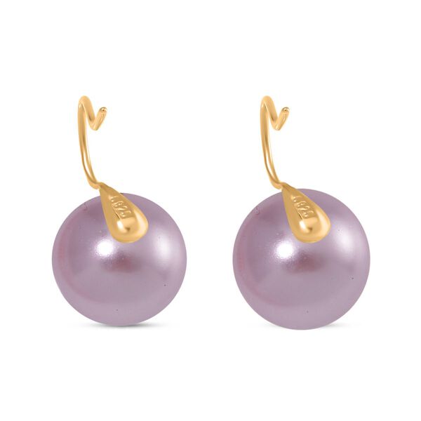 Lila Muschelkernperle Ohrringe 925 Silber vergoldet image number 5