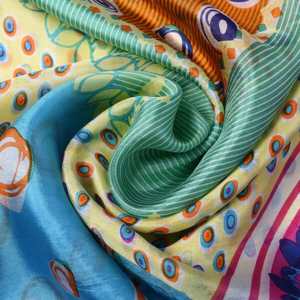 LA MAREY - 100% nat&uuml;rlicher, bedruckter Maulbeerseiden-Schal in Geschenkbox, 110x180 cm, Hellblau&nbsp; image number 6