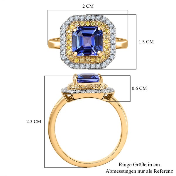 AAA Tansanit, natürlicher, gelber und weißer Diamant-Ring in 585 Gelbgold - 1,90 ct. image number 5