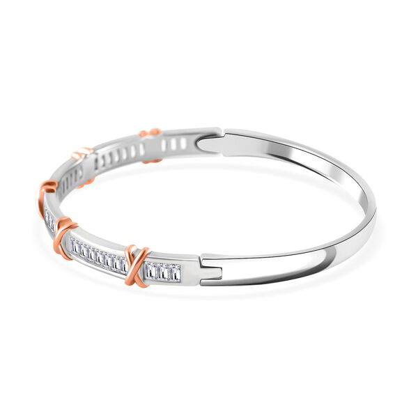 Designer-Stil - Weißer Zirkonia Armreif ca. 19 cm, bicolor image number 3