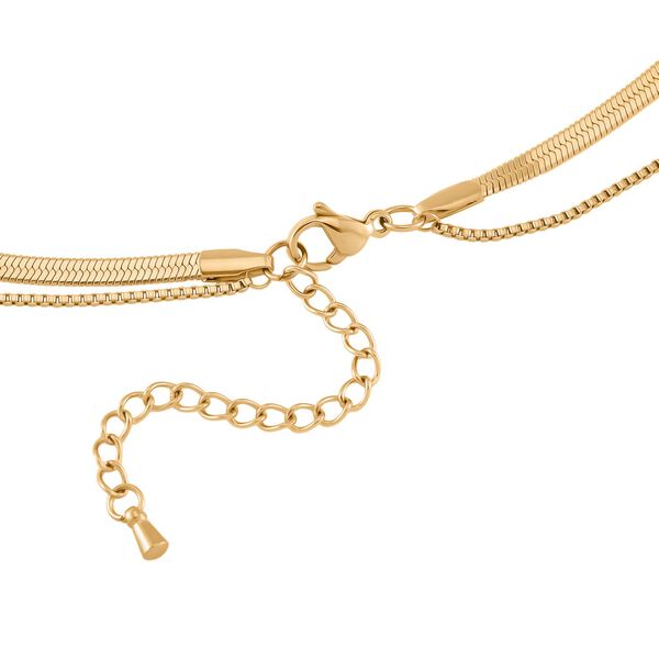 Doppellagige neongrüne Kristall-Halskette, 50cm image number 3