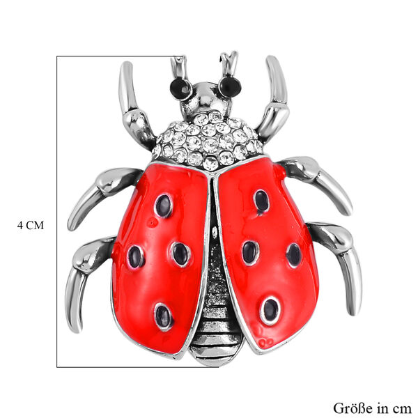 Schwarzer Kristall, Wei&szlig;er Kristall Brosche  emailliert image number 5