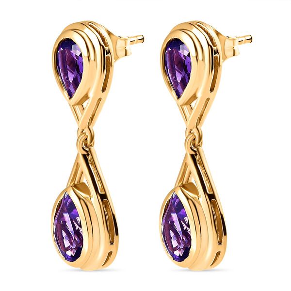 Nat&uuml;rliche, marokkanische Amethyst-Ohrh&auml;nger, 925 Silber vergoldet, 3,40 ct. image number 4