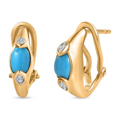 AA Sleeping Beauty Türkis und Zirkon Ohrringe - 1,02 ct. image number 0