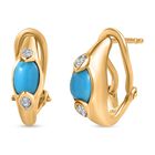 AA Sleeping Beauty Türkis, Weißer Zirkon Ohrringe 925 Silber Gelbgold Vermeil ca. 1.02 ct