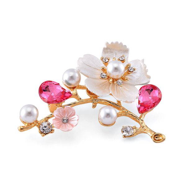 Rosa Kristall, Harz Brosche Std Gelb image number 3