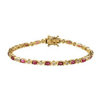 AA Rubellit und wei&szlig;es Zirkon Armband, ca. 19 cm, 925 Silber Gelbgold Vermeil ca. 5.72 ct