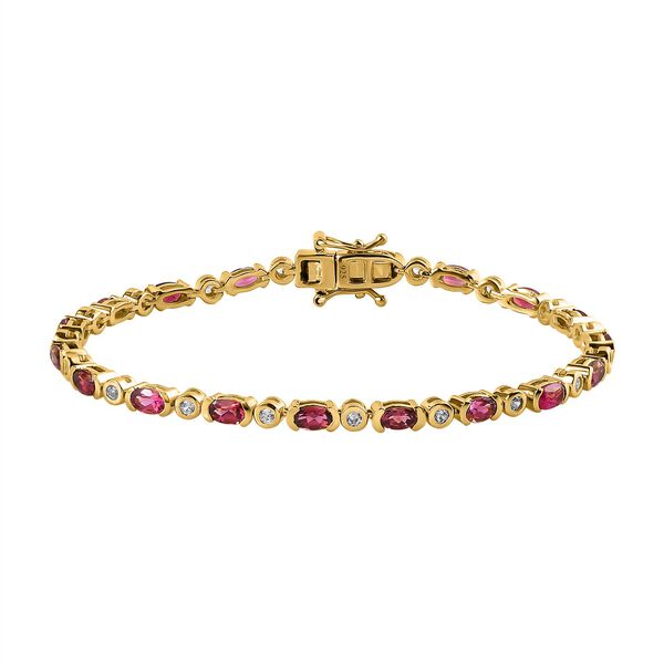 AA Rubellit und wei&szlig;es Zirkon-Armband, 19 cm - 5,72 ct. image number 0