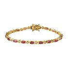 AA Rubellit und weißes Zirkon Armband, ca. 19 cm, 925 Silber Gelbgold Vermeil ca. 5.72 ct