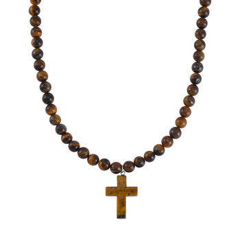 Gelbes Tigerauge Halskette, ca. 50 cm, ca. 265.00 ct