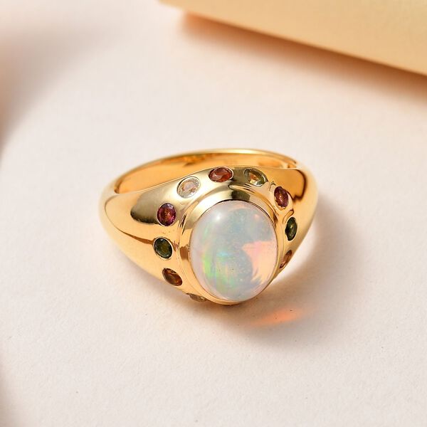 Natürlicher, äthiopischer Welo Opal und mehrfarbiger Turmalin-Ring - 2,18 ct. image number 2