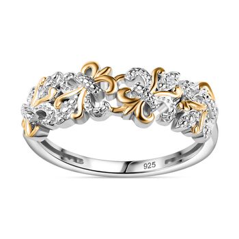 Floraler Ring, 925 Silber mit zweifarbiger Beschichtung