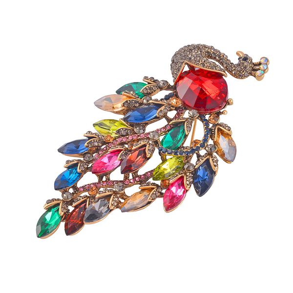 Mehrfarbiger Kristall Brosche  Antikes Gold image number 2