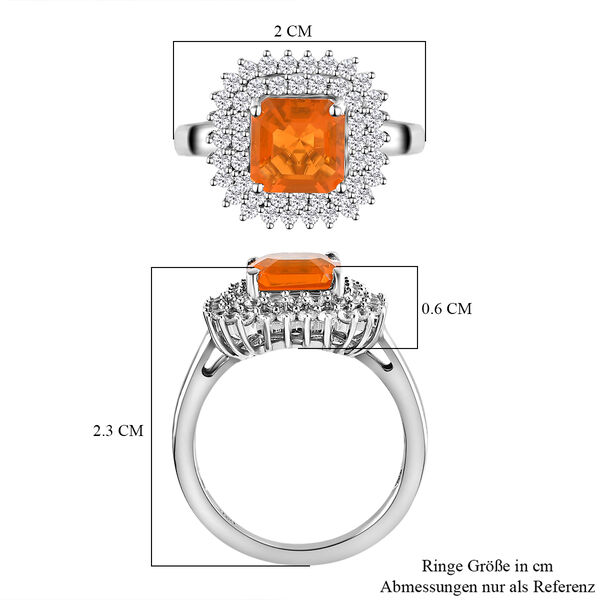 Salamanca Feueropal und wei&szlig;er Zirkon-Ring, 925 Silber platiniert  ca. 1,71 ct image number 7