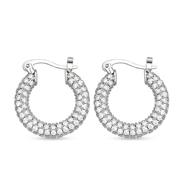 Wei&szlig;e Zirkonia-Creolen, Nickelfreies Messing image number 4