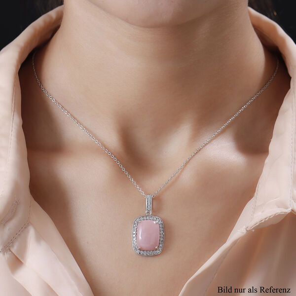 Rosa Opal und Zirkon Anh&auml;nger mit 50cm Kette - 8,92 ct. image number 2