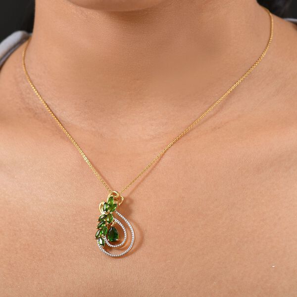 D’joy Natürlicher Chromdiopsid Anhänger 925 Silber vergoldet ca. 2,35 ct. image number 2