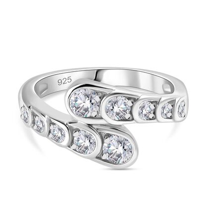 Moissanit Ring 925 Silber rhodiniert (Gr&ouml;&szlig;e 18.00) ca. 0,77 ct