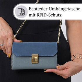 100% Echtleder Clutch mit RFID Schutz, Blau