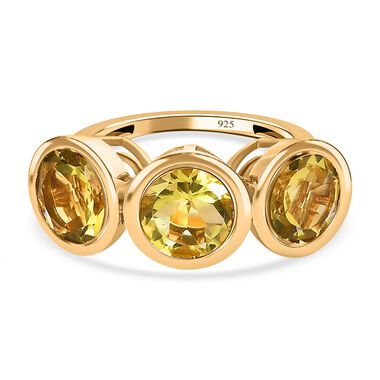 Ouro Verde-Quarz Ring, 925 Silber vergoldet, (Größe 16.00) ca. 5.37 ct