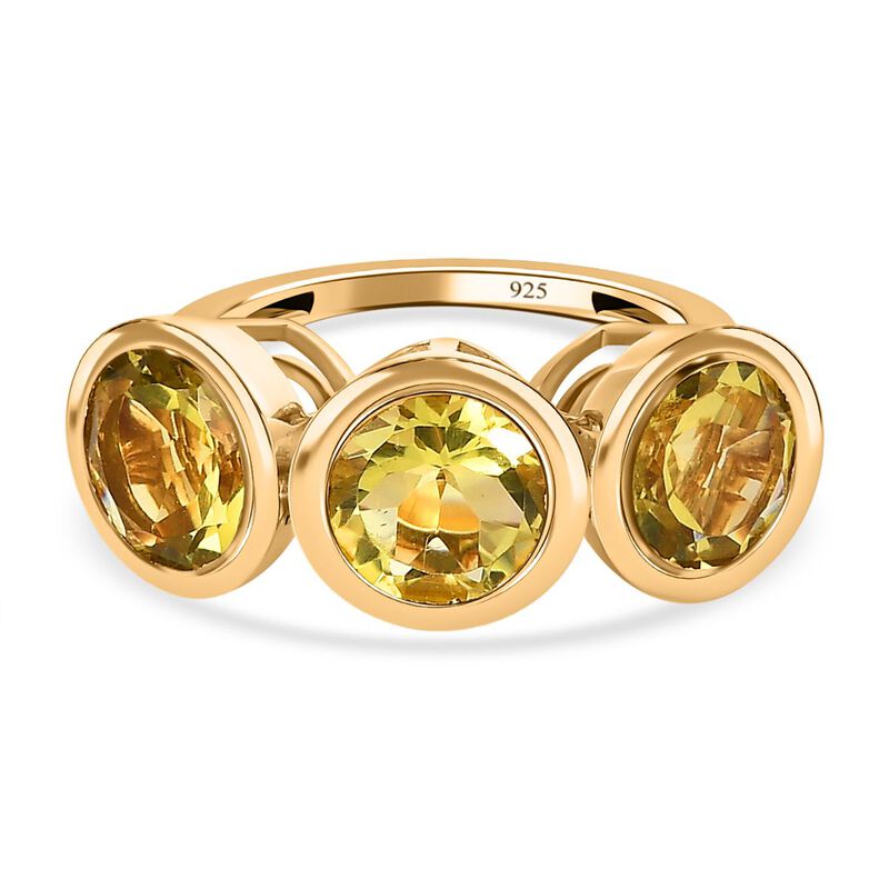 Ouro Verde-Quarz Ring, 925 Silber vergoldet, (Größe 16.00) ca. 5.37 ct image number 0