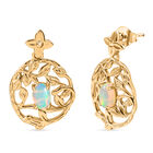 AA Natürlicher, äthiopischer Welo Opal Ohrringe 925 Silber 750 Gelb Vergoldet ca. 0.70 ct