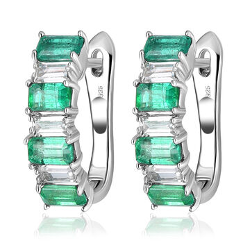 AAA Kagem sambische Smaragd und Zirkon-Ohrringe, 925 Silber rhodiniert ca. 3,16 ct