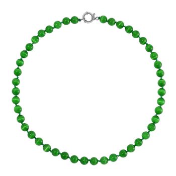 Gr&uuml;ne Katzenaugen Halskette mit Chatoyance-Effekt, 50 cm