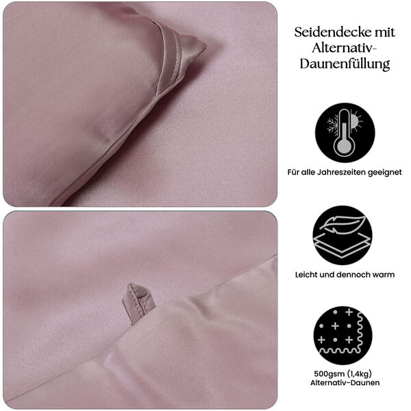 Serenity Night Seidendecke aus 100% Maulbeerseide mit 500gsm Kunstdaunenf&uuml;llung, 135x200cm, Rosa image number 3