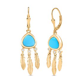 D'Joy Sleeping Beauty Türkis und Zirkon Ohrringe - 2,52 ct.