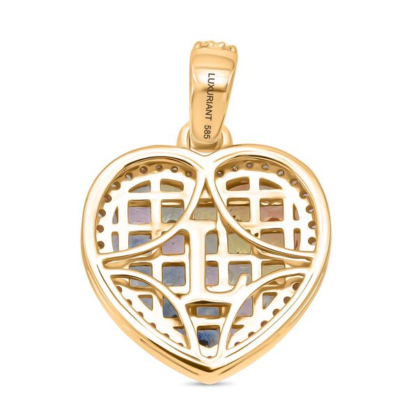 LUXURIANT AAA mehrfarbiger Saphir und Labor Diamant Anhänger in 585 Gold - 5,22 ct. image number 4