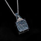 Blauer Diamant und weißer Diamant Anhänger mit Kette, 925 Silber platiniert ca. 0.50 ct image number 1