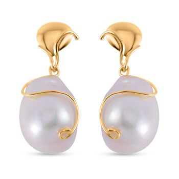 Wei&szlig;e Barockperle Ohrringe 925 Silber vergoldet