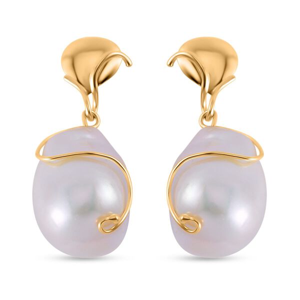 13-16 mm wei&szlig;e Barockperlen-Ohrringe