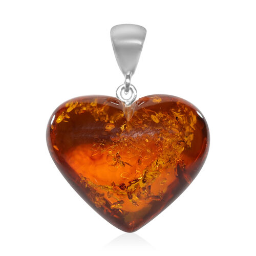 Natürlicher, baltischer Bernstein Herz-Anhänger, 925 Silber, ca. 15.75 ct image number 0