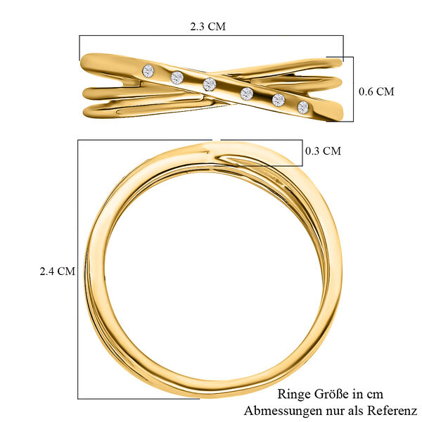 Wei&szlig;er Diamant Ring, 925 Silber vergoldet (Gr&ouml;&szlig;e 20.00) image number 6