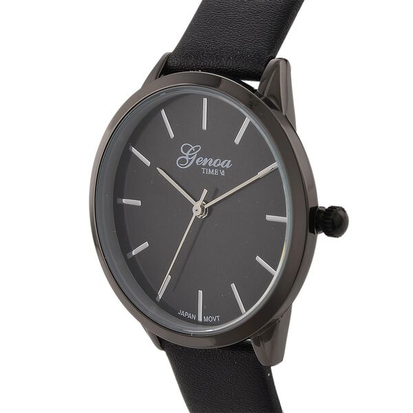 GENOA TIME - Armbanduhr Legierung, schwarzfarben, Zifferblatt Schwarz-Sunshine, 3 ATM wasserdicht image number 3