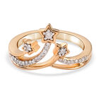 Diamant-Ring, 925 Silber Gelbgold Vermeil (Größe 18.00) ca. 0,15 ct