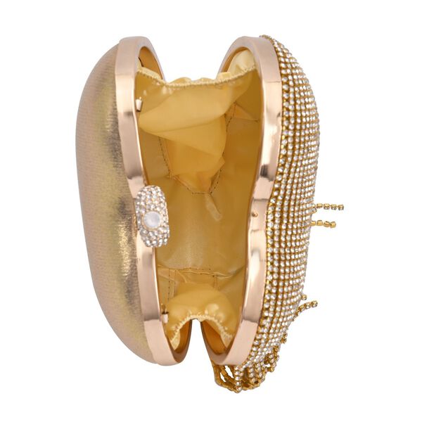 Herzförmige Clutch mit Kristallen, 15x16cm, goldfarben image number 6